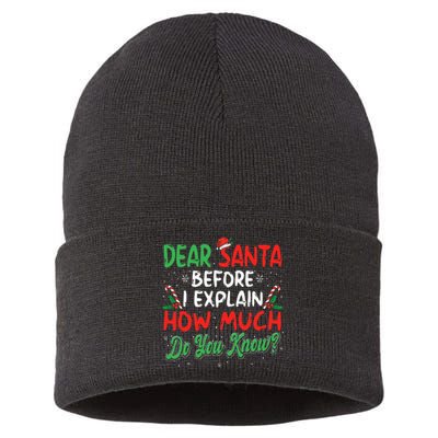 Dear Santa I Can Explain Funny Christmas Sustainable Knit Beanie