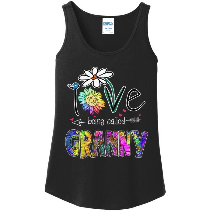 Daisy Sunflower I Love Being Called Granny gift Mother's Day Ladies Essential Tank