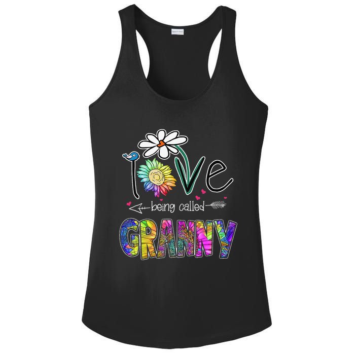 Daisy Sunflower I Love Being Called Granny gift Mother's Day Ladies PosiCharge Competitor Racerback Tank