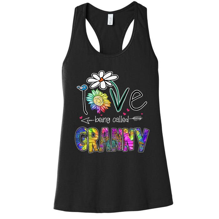 Daisy Sunflower I Love Being Called Granny gift Mother's Day Women's Racerback Tank