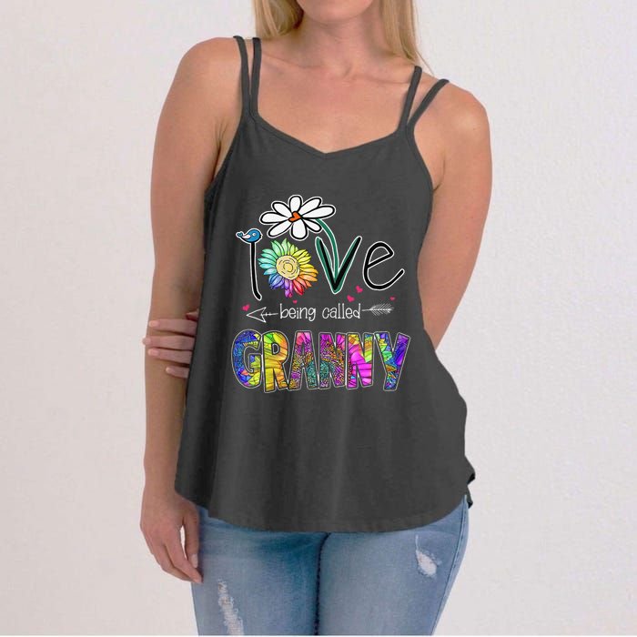 Daisy Sunflower I Love Being Called Granny gift Mother's Day Women's Strappy Tank