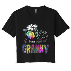 Daisy Sunflower I Love Being Called Granny gift Mother's Day Women's Crop Top Tee