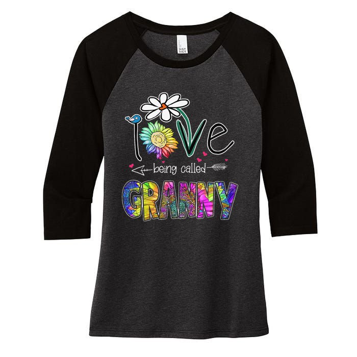 Daisy Sunflower I Love Being Called Granny gift Mother's Day Women's Tri-Blend 3/4-Sleeve Raglan Shirt