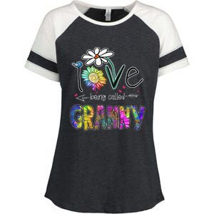 Daisy Sunflower I Love Being Called Granny gift Mother's Day Enza Ladies Jersey Colorblock Tee