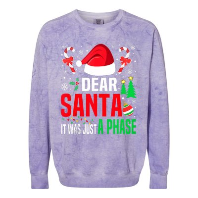 Dear Santa It Was A Phase Family Christmas Pajama Funny Xmas Tank Top Colorblast Crewneck Sweatshirt