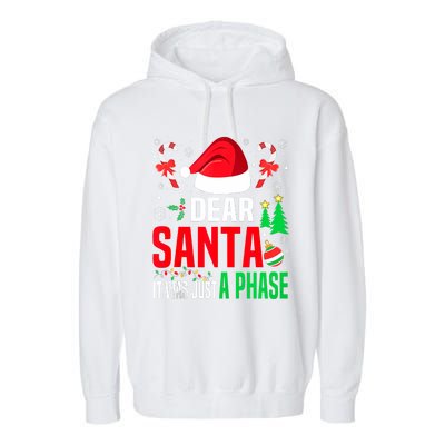 Dear Santa It Was A Phase Family Christmas Pajama Funny Xmas Tank Top Garment-Dyed Fleece Hoodie