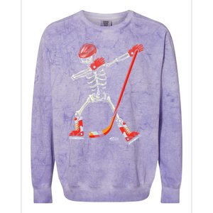 Dabbing Skeleton Ice Hockey Halloween Costume Cute Gift Colorblast Crewneck Sweatshirt