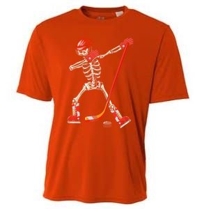 Dabbing Skeleton Ice Hockey Halloween Costume Cute Gift Cooling Performance Crew T-Shirt