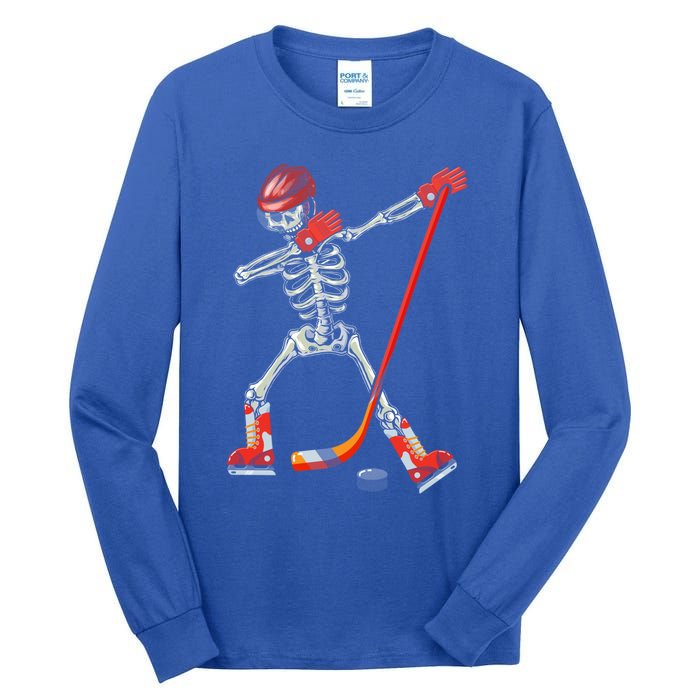 Dabbing Skeleton Ice Hockey Halloween Costume Cute Gift Tall Long Sleeve T-Shirt