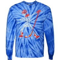 Dabbing Skeleton Ice Hockey Halloween Costume Cute Gift Tie-Dye Long Sleeve Shirt