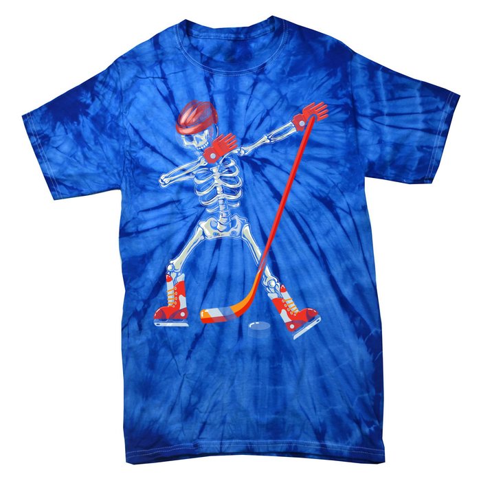 Dabbing Skeleton Ice Hockey Halloween Costume Cute Gift Tie-Dye T-Shirt