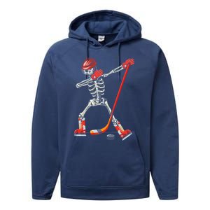 Dabbing Skeleton Ice Hockey Halloween Costume Cute Gift Performance Fleece Hoodie