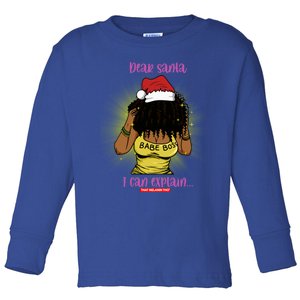 Dear Santa I Can Explain Black Mrs Santa Claus Christmas Gift Toddler Long Sleeve Shirt