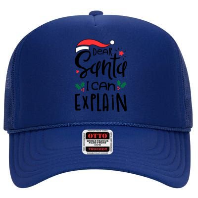 Dear Santa I Can Explain Christmas Xmas Gift High Crown Mesh Back Trucker Hat