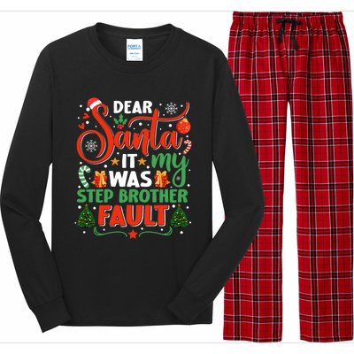 Dear Santa It Was My Stepbrother Fault Family Xmas Holyday Cute Gift Long Sleeve Pajama Set