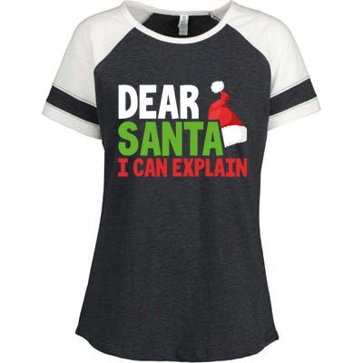 Dear Santa I Can Explain Christmas Naughty List Joke Gift Enza Ladies Jersey Colorblock Tee