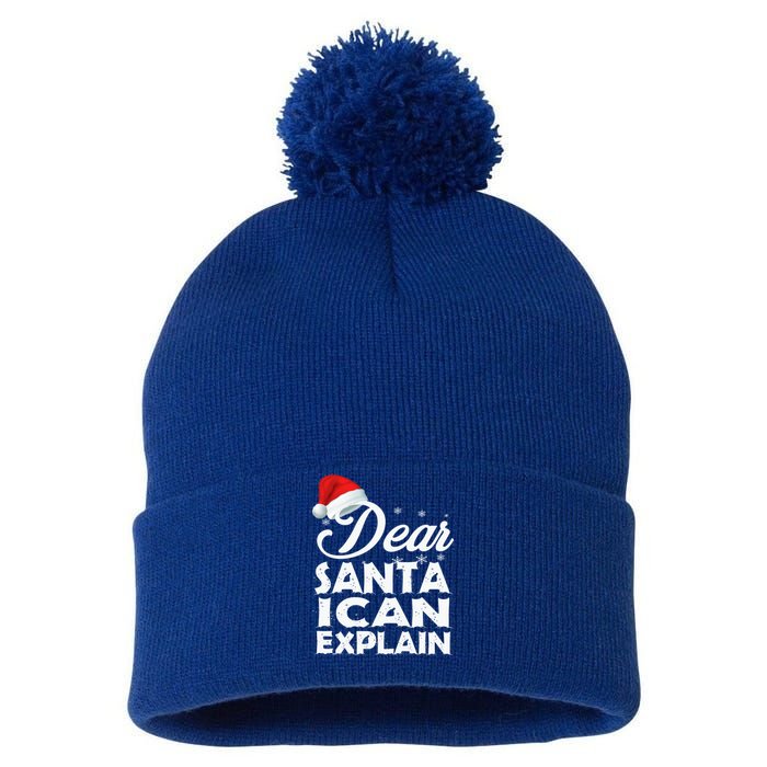 Dear Santa I Can Explain Christmas Funny Gift Pom Pom 12in Knit Beanie