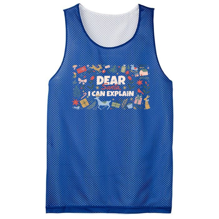 Dear Santa I Can Explain Christmas Xmas Holidays Reindeer Gift Mesh Reversible Basketball Jersey Tank