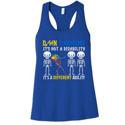 Down Syndrome ItS Not A Disability Autism Awareness Dabbing Gift Women's Racerback Tank