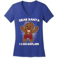 Dear Santa I Can Explain Gingerbread Cool Gift Women's V-Neck T-Shirt