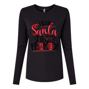 Dear Santa I Got Framed Santa Humor Fun Cool Gift Womens Cotton Relaxed Long Sleeve T-Shirt