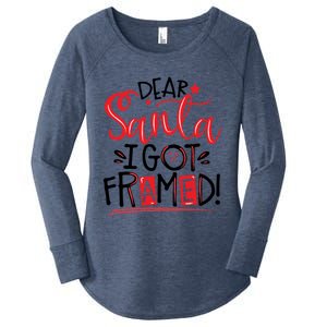 Dear Santa I Got Framed Santa Humor Fun Cool Gift Women's Perfect Tri Tunic Long Sleeve Shirt