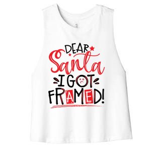 Dear Santa I Got Framed Santa Humor Fun Cool Gift Women's Racerback Cropped Tank