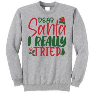 Dear Santa I Really Tried Funny Christmas Tall Sweatshirt