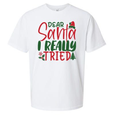 Dear Santa I Really Tried Funny Christmas Sueded Cloud Jersey T-Shirt