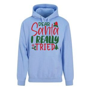 Dear Santa I Really Tried Funny Christmas Unisex Surf Hoodie