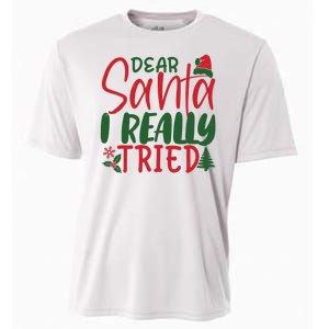 Dear Santa I Really Tried Funny Christmas Cooling Performance Crew T-Shirt