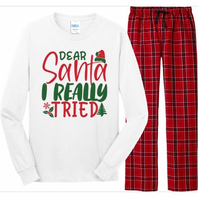 Dear Santa I Really Tried Funny Christmas Long Sleeve Pajama Set