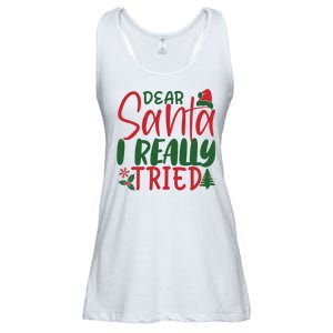 Dear Santa I Really Tried Funny Christmas Ladies Essential Flowy Tank