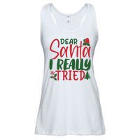 Dear Santa I Really Tried Funny Christmas Ladies Essential Flowy Tank