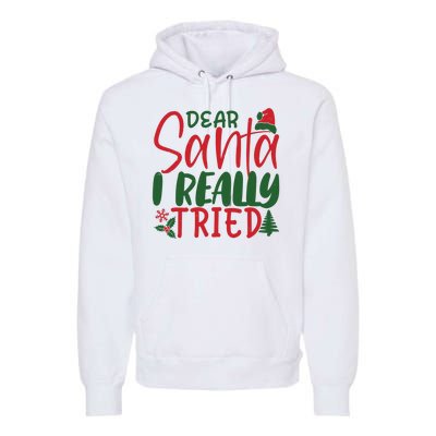 Dear Santa I Really Tried Funny Christmas Premium Hoodie