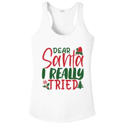Dear Santa I Really Tried Funny Christmas Ladies PosiCharge Competitor Racerback Tank