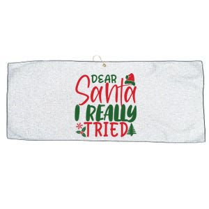 Dear Santa I Really Tried Funny Christmas Large Microfiber Waffle Golf Towel