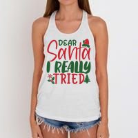 Dear Santa I Really Tried Funny Christmas Women's Knotted Racerback Tank