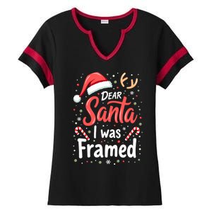 Dear Santa I Was Framed Christmas Meaningful Gift Ladies Halftime Notch Neck Tee