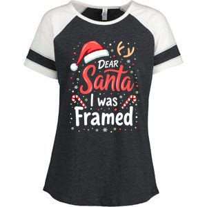 Dear Santa I Was Framed Christmas Meaningful Gift Enza Ladies Jersey Colorblock Tee