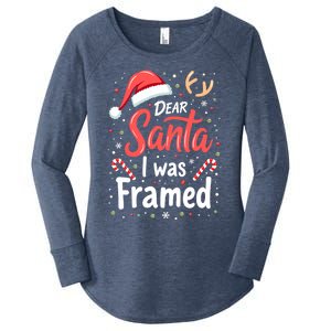 Dear Santa I Was Framed Christmas Meaningful Gift Women's Perfect Tri Tunic Long Sleeve Shirt