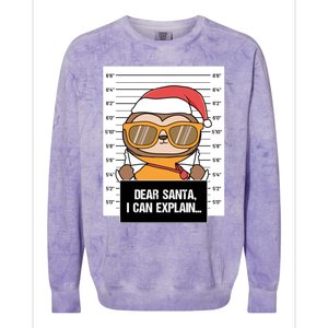 Dear Santa I Can Explain Sloth Criminal Christmas Funny Gift Colorblast Crewneck Sweatshirt