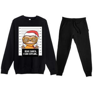 Dear Santa I Can Explain Sloth Criminal Christmas Funny Gift Premium Crewneck Sweatsuit Set