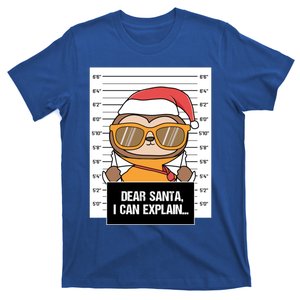 Dear Santa I Can Explain Sloth Criminal Christmas Funny Gift T-Shirt