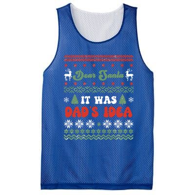 Dear Santa It Was Dad's Idea Funny Naughty Ugly Christmas Gift Mesh Reversible Basketball Jersey Tank