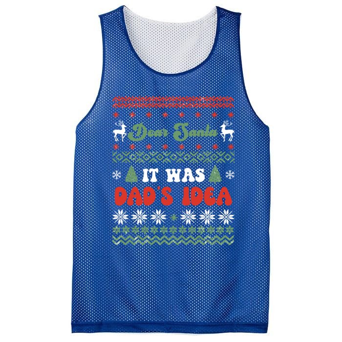 Dear Santa It Was Dad's Idea Funny Naughty Ugly Christmas Gift Mesh Reversible Basketball Jersey Tank