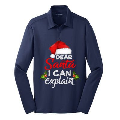 Dear Santa I Can Explain Ugly Christmas Xmas Silk Touch Performance Long Sleeve Polo