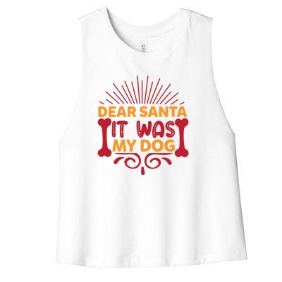 Dear Santa It Was My Dog Women's Racerback Cropped Tank