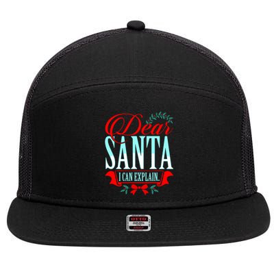 Dear Santa I Can Explain Funny Christmas Gift 7 Panel Mesh Trucker Snapback Hat