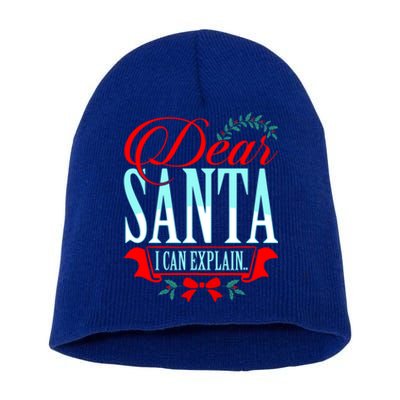 Dear Santa I Can Explain Funny Christmas Gift Short Acrylic Beanie